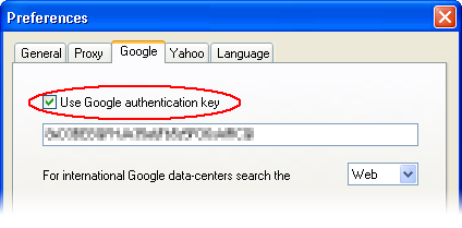 Google authentication key enabled