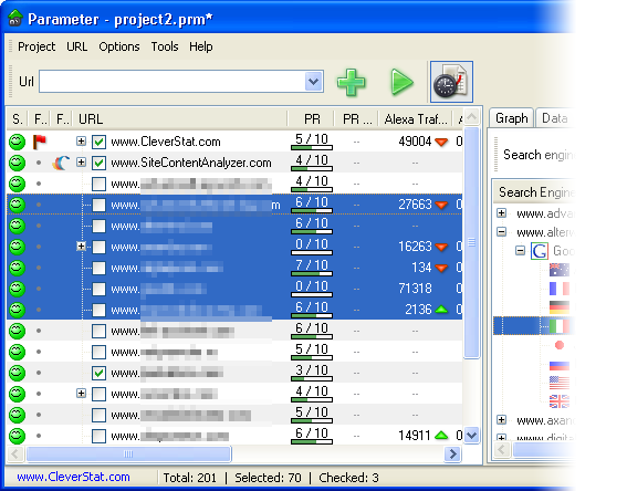 Link Popularität Software - Hauptfenster
