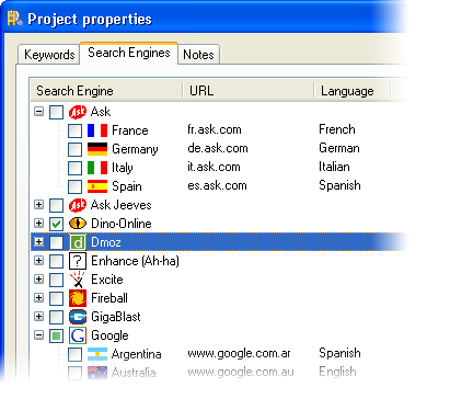 Search engines list