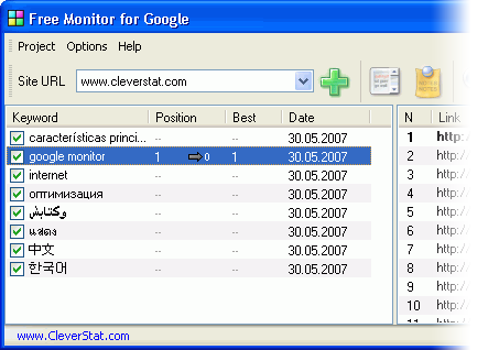 Varias urls en Free Monitor for Google