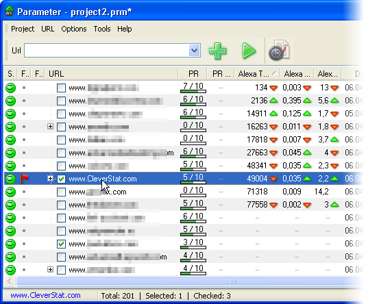 SEO Altimeter - software de monitoreo del traffic rank y la popularidad de links